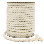 Tenn Well 8mm Cotton Cord, 59 Feet 3Ply Twisted Macrame Cotton Rope for Crafts, Wall Hangings, Plant Hangers, Knotting (Beige)