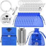 Tondiamo 48 Pcs Class of 2024 Graduation Gifts Include Keychain Compass Bracelets Organza Bags for College Seniors Graduation, Royal Blue