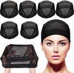 Black Mesh Wig Caps Stretchable Hairnets,6Pcs Mesh Cap Wig Caps for Making Wig Stretchy Wig Caps,Stretchable Nylon Net Mesh Dome Caps Stocking Wig Cap Stretchy Nylon Wig Caps Nylon Close End Wig Caps