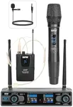 SGPRO Dual Channel Wireless Microphone System - UHF Handheld, Bodypack, Head-Worn & Lavalier Mics for Live Performance, Karaoke, DJ, Church, Classroom & PA Systems (D-332HB)