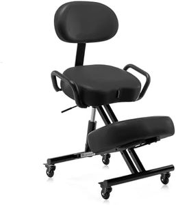 DR.LOMILOMI Ergonomic Kneeling Chair with Backrest, Improve Posture, Thick Cushions, Locking Wheels for Home & Office, AKONI 512B (Black)