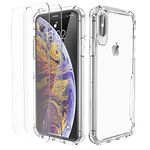 ORETECH Compatible for iPhone Xs and iPhone X Case 5.8 inch with 2 Pack Screen Protector,Slim Soft TPU Silicone Bumper and Shockproof Hard PC Back Protective Case for iPhone X/Xs Cover Transparent