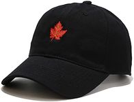 XYIYI Unisex Classic Cotton Baseball Cap Adjustable Baseball Cap, Maple Leaf Black, One Size