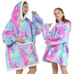 YOULIKE Oversized Wearable Blanket Hoodie For Adult Kids - Super Soft Sherpa Fluffy Fleece Sweatshirt Hooded with Giant Pocket(Colourful)