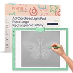 iVyne Rechargeable A3 Light Pad for Diamond Painting - LED Light Board for Weeding & Tracing - Diamond Art Light Pad - Ultra-Thin & Portable - Perfect for Artists & Crafters - Green