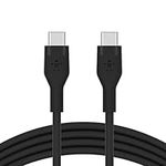 Belkin BoostCharge Flex silicone USB C charger cable, USB-IF certified USB type C to USB type C charging cable for iPhone 15, Samsung Galaxy S24, S23, iPad, MacBook, Note, Pixel and more - 2m, black