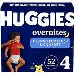 Huggies Overnites Nighttime Baby Diapers, Size 4, Giga, 52 Ct