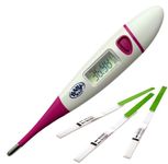 BabyMad® Basal Thermometer (HOT Pink) + 30 x Ovulation Tests - Body Temperature Ovulation Test Thermometer (Centigrade) Flexible Tip + Free BBT Fertility Chart