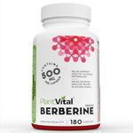 PlantVital Berberine 1000mg Supplement (2 caps) - Supports Blood Glucose Levels & Glucose Metabolism Health - Vegan, Non-GMO Berberine Supplements, Made in Canada, 180 Capsules