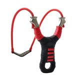 Marksman® Metal Wider Inner Width Red/Black Wrap Stainless Steel Slingshot for Outdoor Learning Catapult (Metal Wider Inner Width Slingshot)