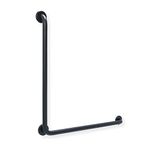 grabbarscanada.com 90 Deg L-Shape Grab Bar 30 inch x 30 inch Matte Black with knurled grip 1.25 inch diameter