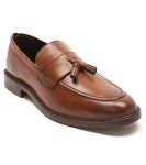 Thomas Crick Men's Clayton Loafer Tassel Formal Leather Slip-On Shoe Tan