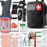 SUPOLOGY Emergency Survival First Aid Kit, Trauma Kit with Tourniquet 36" Splint, Military Combat Tactical IFAK EMT for First Aid Response, Disaster Home Outdoor Camping Emergency Kit (Black)