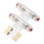 2pcs 100A Inline AGU Automotive Fuse Holder Fits 4 8 10 Gauge Wire with 2pcs 100Amp Fuses for Car Audio Amplifier