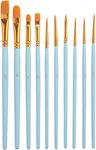 Nylon Paint Brushes (10 Pcs), Acrylic Gouache Oil Paint Brush Set, Oil Painting for Beginners, Artists (Blue)