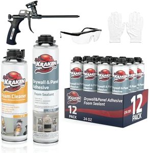 KRAKEN BOND Drywall & Panel Adhesive Foam - (12x24oz) Heavy-Duty, Fast-Curing Construction Adhesive for Concrete, Wood, and Heat Insulation Applications - Gun&Gun Cleaner Set
