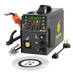 HZXVOGEN Aluminum MIG Welder, 200A 5 in 1 Gas MIG/Flux Core Gasless MIG/Lift TIG/Stick/Spot Welding Machine, 110/220V Synergic Control with IGBT LED Digital Display Non-Noise Arc MMA Welders(MIG250II)