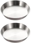 MBBITL 2 x Kitchen Dinner Plate Dishes Set Stainless Steel Food Serving Plates for Outdoor Camping 7.9 Inches