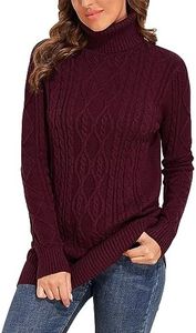 PrettyGuide Women's Long Sweater Turtleneck Pullover Tunic Sweater Tops S Burgundy