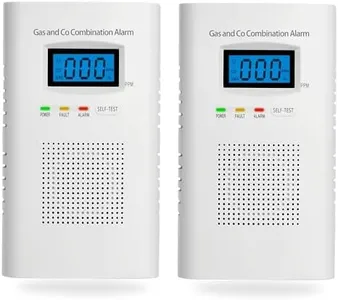 2 Pack Combination Gas & Carbon Monoxide Detectors - Plug in CO Alarm & Natural Gas Detector with Digital Display, CO Detector & Combustible Gas Detector for Home, Easy to Read