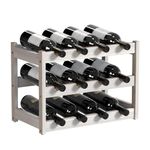 Yelinkws Wine Rack,3-Tier 12 Bottle Wine Storage Shelf,Wood Wine Racks for Countertop and Cabinet,Freestanding Wine Bottle Holder(Vintage White)