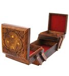 SANKALAN CREATIONS Handmade Wooden Jewellery Box for Women Sliding Jewellery Box Jewel Organizer Hand Carved with Intricate Carvings Gift Items Handmade Wooden (8 x 4) inches