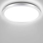 PADMA Flush Ceiling Light 24W 1920lm 6500K Cold White Ultra-Thin Ceiling Lights Chrome Finish Cover Indoor Round LED Ceiling Lighting, IP44 Waterproof for Kitchen, Living Room, Hallway Ø40cm