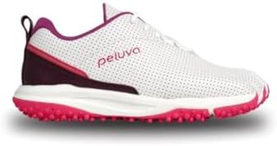 Peluva Apollo Golf | Women's 5-Toe, Zero-Drop Barefoot, Leather Shoe White/Berry