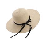 Moxamo Women's Straw Hat Summer Bowknot Beach Foldable Hats UV Protection UPF50+ Wide Brim Floppy Ladies Men Straw Sunhat Packable Holiday Beach Accessories (Beige)