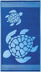 Delindo Lifestyle Serviette de Plage Tropical Tortue Bleu, 100% Coton égyptien, 100x180 cm Grande Taille
