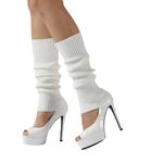 Elufly Women 80s Juniors Knit Leg Warmers for Ballet Yoga Dance Winter Keep Warm Leg Sleeve 2 Pairs (1 Pair-White)