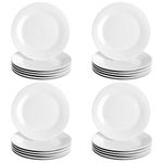 Argon Tableware 24x White 27cm Classic White Dinner Plates - Dishwasher and Microwave Safe - Porcelain Dining Main Course Serving Student Dishes Set