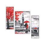 pnf Poster And Frames Eiffel Tower Love Couple Landscape Scenery MDF Panel | For Living Room | Home Decoration Item | Best Gifting Option | Set Of 3 (MDF,Multicolour,18x12inch) -1219