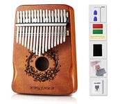 Kalimba 17 Keys Thumb Piano Portable Mbira Sanza Music Instrument Gift for Kid with Tuning Hammer Piano Bag Study Instruction(Browm)