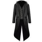 kinstell Mens Steampunk Vintage Tailcoat Jacket Medieval Gothic Victorian Frock Coat Halloween Uniform Costume Cosplay