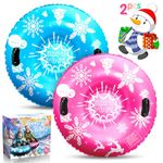 ZIZZ Snow Sled Toys for Sledding - 2 Packs Inflatable Heavy Duty Snow Tube for Toddler Kids Adult Outdoor Sledding Activities Gift for Boys Girls Christmas Winter Sport Toys Suppiles