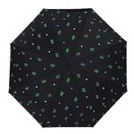 House of Quirk 3-Fold Travel Umbrella - Auto Open/Close Ultra Light and Small Mini Umbrella with Carrying Pouch - Black Cactus