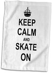 3D Rose Keep Calm Carry Funny Skateboarding Ice Skater Or Roller Skating Gifts Towel, 15" x 22"