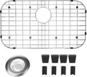 taiheis 26''x14''x1''Sliver Sink Grid with Kitchen Sink Strainer，1Pcs Sink Protectors for Kitchen Sink with Rubber Foot，Stainless Steel Sink Protector for Kitchen, Bathroom Sinks