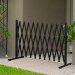 Expandable Fence Gate Garden Security Gates Metal Retractable Baby Gate Dog Barrier Gate Indoor Outdoor Safety Barrier Traffic Expandable Barrier Gate Black