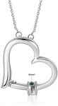 Wamantic Personalized Women's Pendant Necklace 925 Sterling Silver with 1-5 Simulated Birthstone Names Customized Heart Shape Cubic Zirconia Necklace