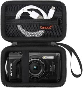 Canboc Carrying Case for OM System Tough TG-7/ OM System Olympus TG-6 Underwater Camera, Waterproof Camera Bag, Zipper Mesh Pocket fits USB Cable, Batteries, Black(Case Only)