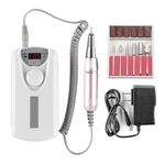 Rubyface Electric Nail Drill,Portable Nail Drill Professional Pedicure Rechargeable 35000 RPM Nail File Machine Acrylic Nails Polishing Tools with Bits LED Display for Home Salon Manicure