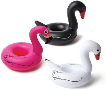 BigMouth Inc. Inflatable Bird Pool Cupholder Floats, 3-Pack Includes Pink Flamingo and Black and White Swans, Multi-Colour