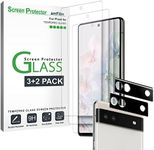 (3+2 Pack) amFilm 3pack Tempered Glass Screen Protector for Google Pixel 6A -5G(2022), with 2 Pack Camera Lens Protector, 0.33mm Thickness, HD Clear, Anti-Scratch Bubbles-Free