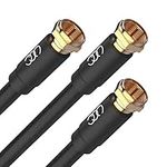 Coaxial Cable 30ft (3 Pack) - Triple Shielded CL3 in-Wall Rated Gold Plated Connectors RG6 Digital Audio Video with Male F Connector Pin (Black) - 30 Feet