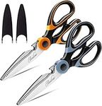 Acelone Kitchen Shears,Kitchen Scissors Heavy Duty Meat Scissors Poultry Shears, Dishwasher Safe Food Cooking Scissors All Purpose Stainless Steel Utility Scissors, 2-Pack (Orange, Violet)