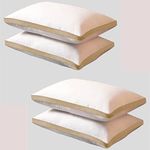 Homerz Set of 4 Gusset Pillow, 3D Conjugated Fiber Filled, Adequate Firmness and Support, 17 X 27 Inch Size, Conjugated Microfiber, White (Goldstar - 4pc)