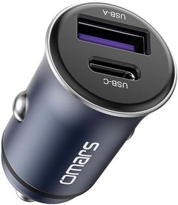 Omars Caricabatterie Auto USB, [USB C 35W+USB A 18W] 5A metallo Caricatore per auto con QC3.0 Ricarica rapida per iPhone12 Pro MAX Mini Samsung S21 Huawei LG iPad Airpods