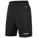 Souke Sports Men's 2 in 1 Workout Running Shorts 7" Quick Dry Gym Athletic Shorts Liner Zipper Pockets Black